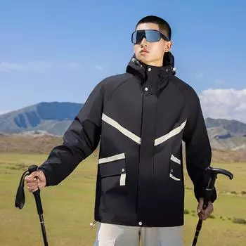 Весенне-осенняя куртка с капюшоном, мужская, водонепроницаемая, модная, повседневная, универсальная куртка для активного отдыха S