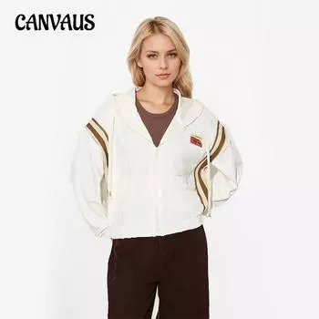 Spring and Autumn Hooded Sweatshirt Women s Plus Size Loose Short Cardigan Zipper Long Sleeve Jacket M коричневый