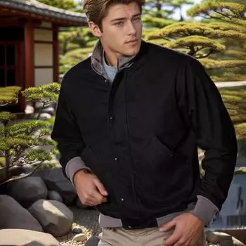 Весна и осень Independent Station Мужская куртка Куртка ребристый сращивание воротник стойка верх M чёрный