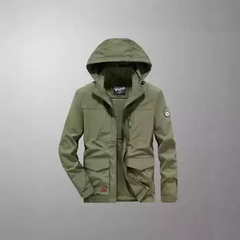 Весенне-осенняя куртка с капюшоном, мужская многокарманная ветрозащитная дышащая спортивная повседневная куртка M