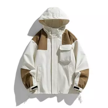 Spring and Autumn Jacket Jacket Men s Trendy Brand Splicing Men s Clothes Casual Tooling Jacket Jacket S чёрный