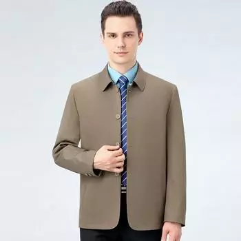 Spring and autumn jacket men s civil servant administrative middle-aged business casual cadre coat lapel button jacket top 170