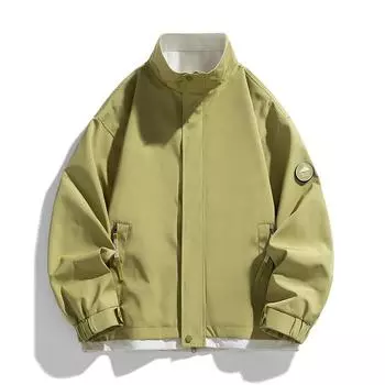 Spring and Autumn Jacket Men s Fashion Trend New Green Casual Jacket Japanese Loose Stand Collar Outdoor Couple Jacket Men M