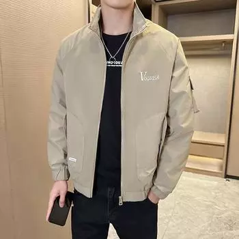 Весенне-осенняя куртка мужская модная красивая куртка с воротником-стойкой молодежная корейская новая повседневная куртка верхняя одежда мужская одежда M