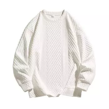 Весна и осень японский плюс размер мужская круглая горловина жаккардовый толстовка мужская мода повседневный мужской пуловер толстовка топ XXXXXXXXL белый
