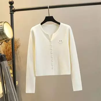 Spring and Autumn Knitted Cardigan Women s Shawl Fall Matching Halter Skirt Outer Wear Small Waistcoat Short Outwear Fashion Tops Apricot(HGD-10096) M