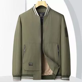 Spring and Autumn Knitted Stand-Up Collar Baseball Jacket Middle-aged and Youth Light Luxury Business Trend Casual Jacket 170 чёрный