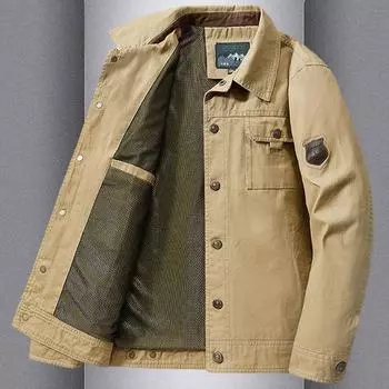 Spring and Autumn Lapel Jacket Men s Outdoor Pocket Cargo Top Men s Loose Large Size Casual Quick-Drying Men s Jacket M