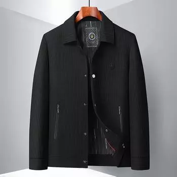 Spring and Autumn Lapel Tooling Version Top Middle-aged and Young Light Luxury Business Leisure Trendy Jacket 170 чёрный