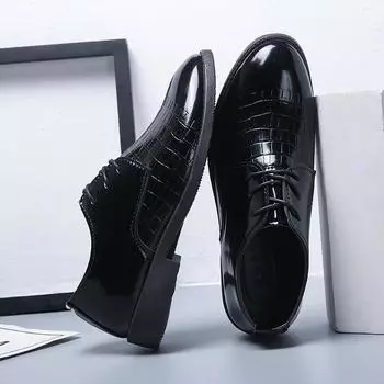Spring and Autumn Leather Shoes Men s Korean Edition British Trend Shoes Men s Leather Shoes Casual Breathable Business Dress Leather Shoes Men s Le 38