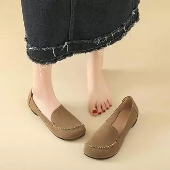 Весенне-осенняя мода для отдыха с круглой головкой, удобная нескользящая одежда, простая женская обувь с металлическим украшением, рабочая обувь 35 чёрный