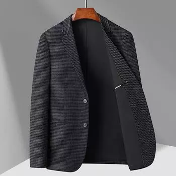 Весна и осень Легкий роскошный деловой костюм для людей среднего возраста и молодежи в однотонном цвете с принтом «Тысяча птиц» 170 синий