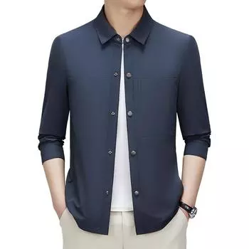 Весна и осень Легкая роскошная рубашка в стиле рабочей куртки Повседневная универсальная модная куртка Мужская куртка M синий