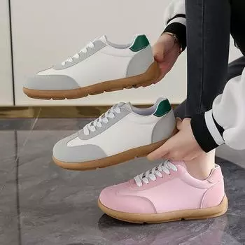 Spring and Autumn lightweight retro German training little white shoes women s 2025 new flat-bottomed comfortable board shoes versatile 35 серый