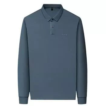 Весенне-осенняя мужская футболка с длинными рукавами, мужская эластичная повседневная рубашка-поло с воротником-поло, мужская майка, модная мужская рубашка-поло M