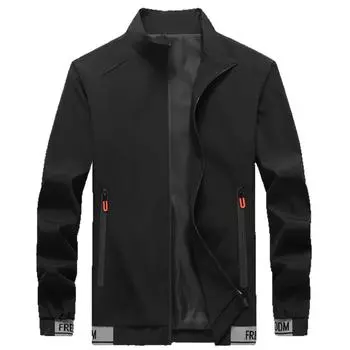 Spring and Autumn Long Sleeved Stand Up Collar Jacket Korean Edition Casual Jacket XXXXXL чёрный