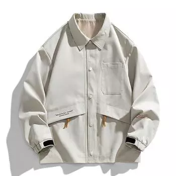 Весенне-осенняя свободная куртка для мальчиков, универсальная куртка, молодежный тренд, топ с лацканами, кардиган, повседневная мода, мужская одежда M хаки