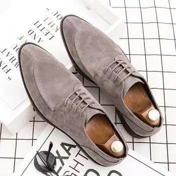 Spring and autumn men s business leather shoes British casual shoes trend Korean version pointed hair men s leather shoes 38 чёрный