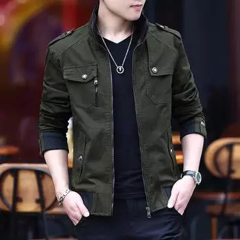 Весенне-осенняя мужская повседневная хлопковая куртка Slim Fit Fashion Washed Men s Edition Jacket Мужская куртка M хаки