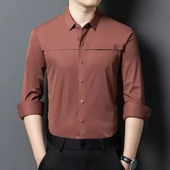 Spring and Autumn Men s Casual Shirt Men s High-end Casual and Versatile High-end Commuter Shirt Men s Long Sleeve Daddy Outfit S