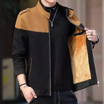 Spring and Autumn Men s Fashion Casual Stand Collar Windproof Warm Jacket XXXXL чёрный
