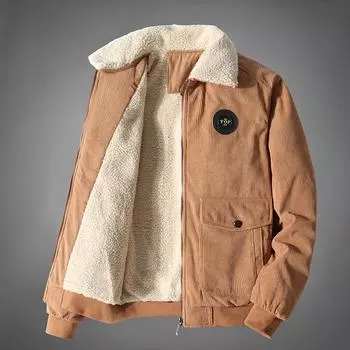 Spring and Autumn Men s Jacket Jacket Casual Business Jacket Winter Lapel Fleece Men s Cardigan Top L серый