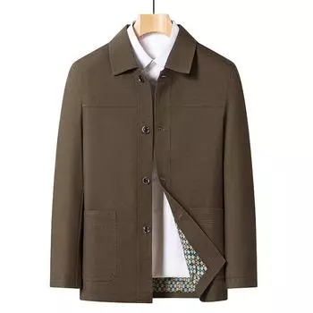 Spring and Autumn Men s Jacket Middle-aged and Elderly Lapel Casual Thin Jacket Men s Jacket 175