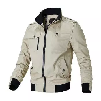 Spring and Autumn Men s Jacket Slim-fit Youth Casual Men s Jacket Washed Cotton Top 5XL хаки
