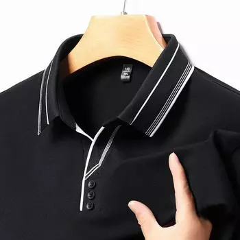 Весенние и осенние мужские рубашки поло с длинным рукавом и воротником-ножницами, модные повседневные футболки, деловые мужские топы M