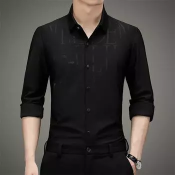 Весна и осень мужская новая повседневная молодежная рубашка с длинным рукавом и лацканами M