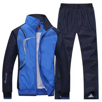 Spring and Autumn Men s Plus Size Lapel Long Sleeve Jacket + Casual Breathable Loose Trousers Casual Sports Two Piece Set 5XL