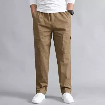 Spring and Autumn Men s Pure Cotton Casual Pants Larger and Wide Sporty All-Match Thin Work Pants M