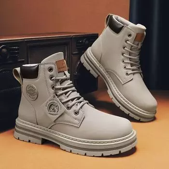 Spring and autumn men s shoes new high-top Martin boots men s Korean version versatile thick-soled non-slip tooling boots short boots trendy shoes 39