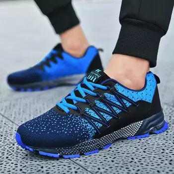 Spring and Autumn Men Sports Shoes Flat Breathable Mesh Casual Shoes Outdoor Comfort Light Training Fitness Tennis Walking Shoes 39 серый