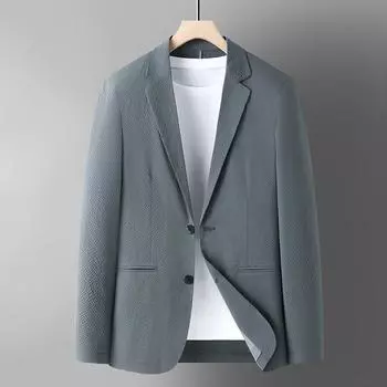 Весна и осень Микроэластичный легкий роскошный деловой костюм для западных людей среднего возраста и молодежи, однотонный текстурный тонкий костюм 170 синий