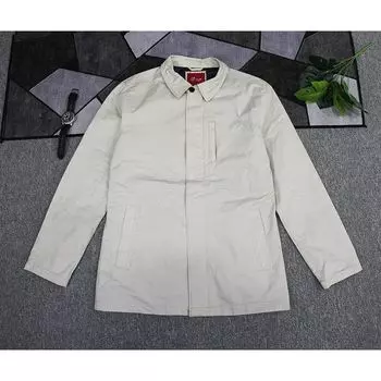 Spring and Autumn Mid Length Long Length Casual Zipper Pocket Coat Gray White M code (Bust size 110cm)