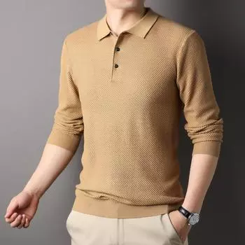 Футболка с длинным рукавом для мужчин на весну и осень, повседневный свитер с лацканами и длинными рукавами, повседневная модная футболка, топ M