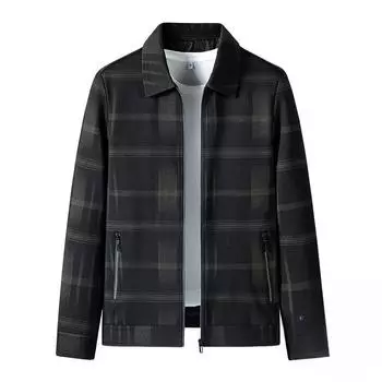 Spring and Autumn Middle-aged Jacket Fleece Thickened In The Elderly Casual Autumn Coat Men on Clothes M чёрный