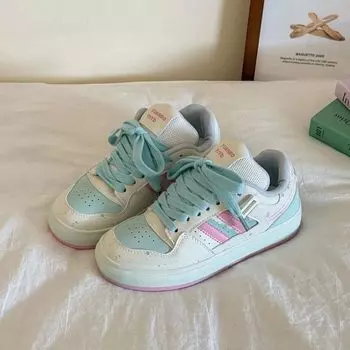 Spring and autumn models gradually change color school season little white shoes muffin bottom wasteland wind graffiti shoes bread shoes 35