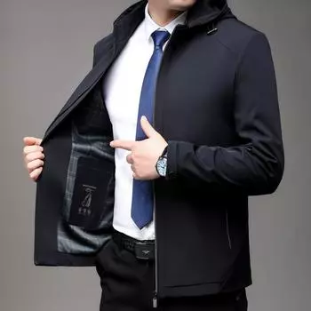 Весенне-осенняя куртка из шелка тутового дерева с капюшоном, мужская короткая куртка для пап среднего возраста, деловой повседневный топ, тонкий с капюшоном 170