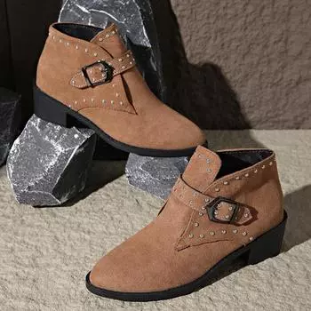 Spring and Autumn New Belt Buckle Women s Boots Leather Boots Large Size Casual Square Root Martin Boots 43 36 хаки