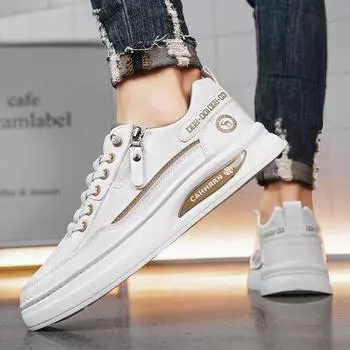 Spring and autumn new board shoes fashionable little white shoes student wear-resistant trend foot cover casual leather men s shoes 39