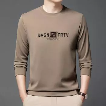 Spring and Autumn New Casual Men s Sweater Youth Korean Style Trendy Printed Round Neck Long Sleeve T-Shirt M