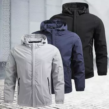 Весна и осень Новая повседневная тонкая куртка мужская куртка с капюшоном уличный тренчкот мужская мода M