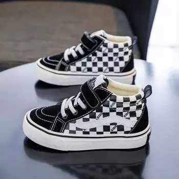 Spring and autumn new children s canvas shoes boys high-top board shoes girls casual shoes medium children s baby cloth shoes 20 inner length 14.0/suitable for foot length 13.5