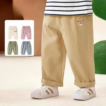 Весна и осень Новые детские свободные универсальные повседневные тканые брюки 73cm хаки