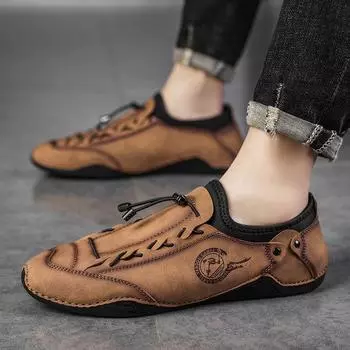 Spring and autumn new driving Doudou shoes men s hand-sewn casual shoes low-top flat-bottomed feet eight-claw Shoes 38 зелёный
