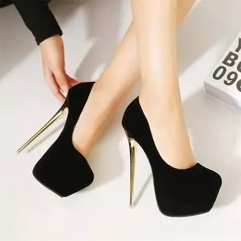 Spring And Autumn New European And American Fashion Super High Heel Single Shoes Platform Shallow Mouth Slim With Women S Shoes 37 чёрный