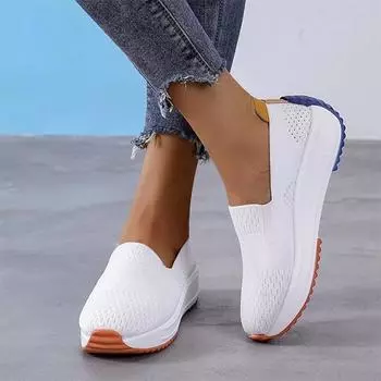 Spring and Autumn New Flying Woven Women s Single Shoes Comfortable Casual Shoes Large Size Slip-on Women s Shoes 35 коричневый