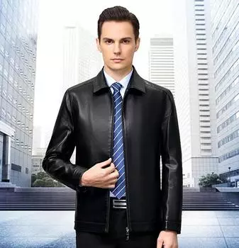 Весна и осень, новая куртка из натуральной кожи, мужская куртка среднего возраста в деловом стиле из плюшевой овчины 170